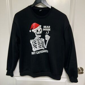 Dead inside but caffeinated black pullover sweatshirt size Small